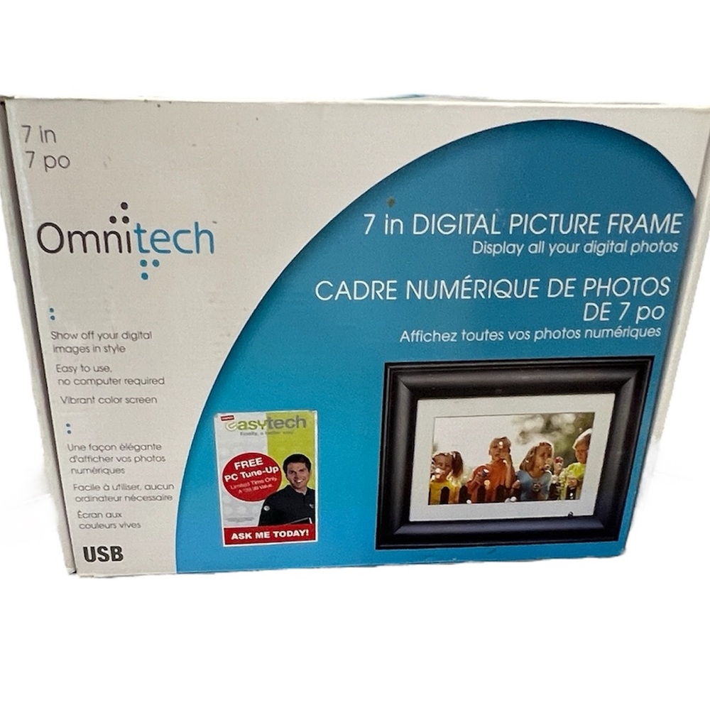 NEW 7" Omnitech digital Black photo frame NIB new in box